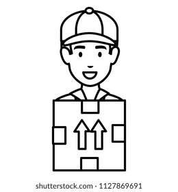 delivery worker lifting box silhouette