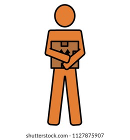 delivery worker lifting box silhouette