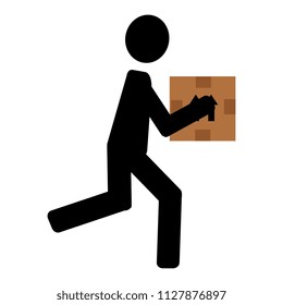 delivery worker lifting box silhouette
