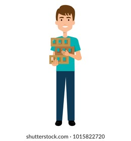 delivery worker lifting goods avatar character