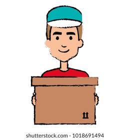 delivery worker lifting goods avatar character