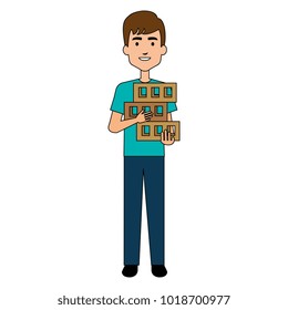 delivery worker lifting goods avatar character