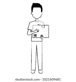 delivery worker lifting goods avatar character