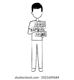 delivery worker lifting goods avatar character
