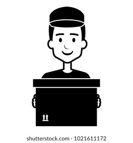 delivery worker lifting goods avatar character