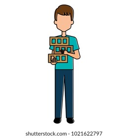 delivery worker lifting goods avatar character