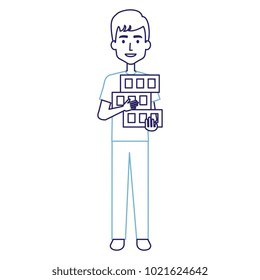 delivery worker lifting goods avatar character