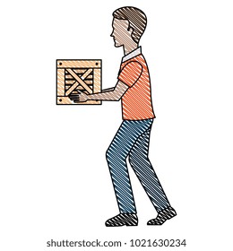 delivery worker lifting goods avatar character