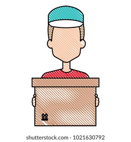 delivery worker lifting goods avatar character