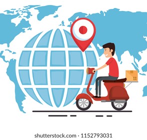 delivery worker in motorcycle