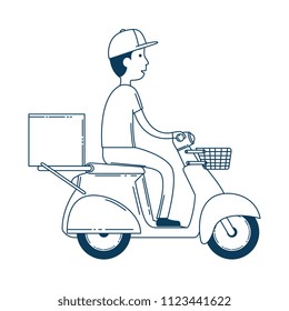 delivery worker in motorcycle avatar character