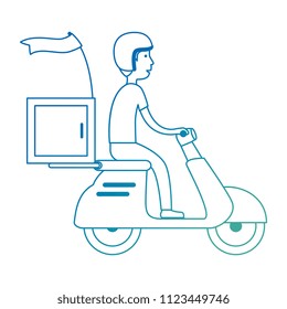 delivery worker in motorcycle avatar character