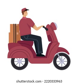 delivery worker in motorcycle character