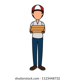 delivery worker with pizza boxes avatar character