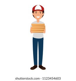 delivery worker with pizza boxes avatar character