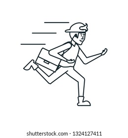 delivery worker running with post bag icon