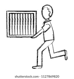 delivery worker with wooden box