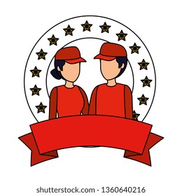 delivery workers couple characters