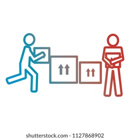 delivery workers lifting boxes silhouettes