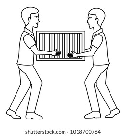 delivery workers lifting goods avatars characters