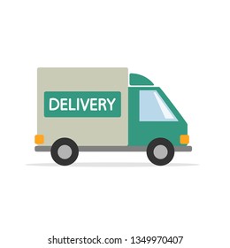 Delivery - working car. Vector graphics in flat style.