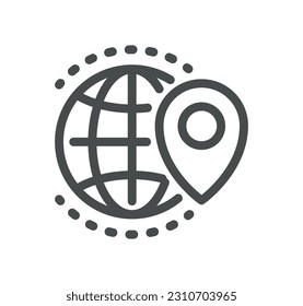 Delivery and world travel related icon outline and linear vector.