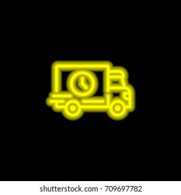 Delivery yellow glowing neon ui ux icon. Glowing sign logo vector