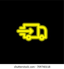 Delivery yellow glowing neon ui ux icon. Glowing sign logo vector