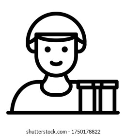 Delivery young courier icon. Outline delivery young courier vector icon for web design isolated on white background