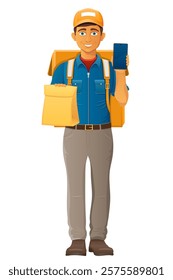 delivery young man courier service vector illustration isolated on white background