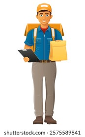 delivery young man courier service vector illustration isolated on white background