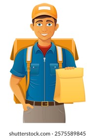 delivery young man courier service vector illustration isolated on white background