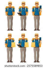 delivery young man courier service vector illustration isolated on white background