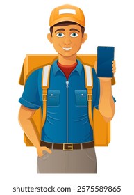 delivery young man courier service vector illustration isolated on white background