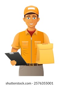 delivery young man courier service vector illustration isolated on white background