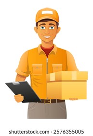 delivery young man courier service vector illustration isolated on white background