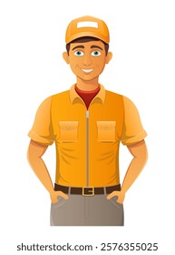 delivery young man courier service vector illustration isolated on white background