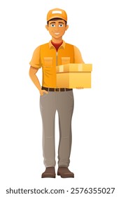 delivery young man courier service vector illustration isolated on white background
