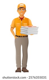 delivery young man courier service vector illustration isolated on white background