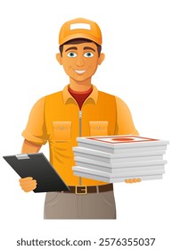 delivery young man courier service vector illustration isolated on white background