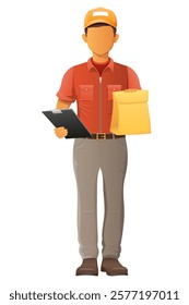 delivery young man courier service vector illustration isolated on white background