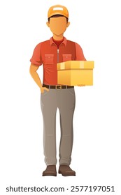 delivery young man courier service vector illustration isolated on white background