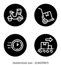 Delivery_glyph Flat Icon Set Isolated On White Background