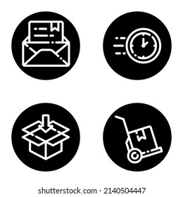 Juego De Icono Plano De Entrega_Glifo Aislado En Fondo Blanco