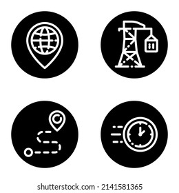 Juego De Icono Plano De Entrega_Glifo Aislado En Fondo Blanco