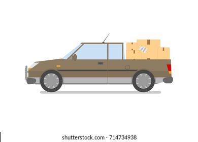  delivery.isolated car with boxes on a white background