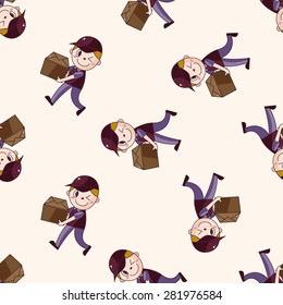 deliveryman , cartoon seamless pattern background