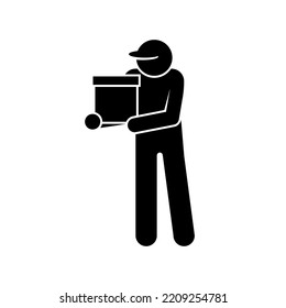 Deliveryman Icon. Courier, Symbol To Delivery. Applied For Design Element, Presentation, Website Or Apps.