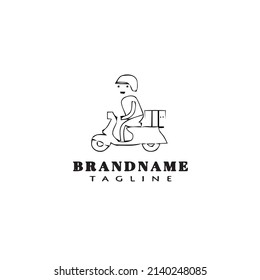 deliveryman logo cartoon icon design template black modern isolated vector illustration