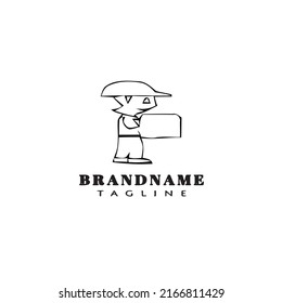deliveryman logo cartoon icon design template black modern isolated vector illustration